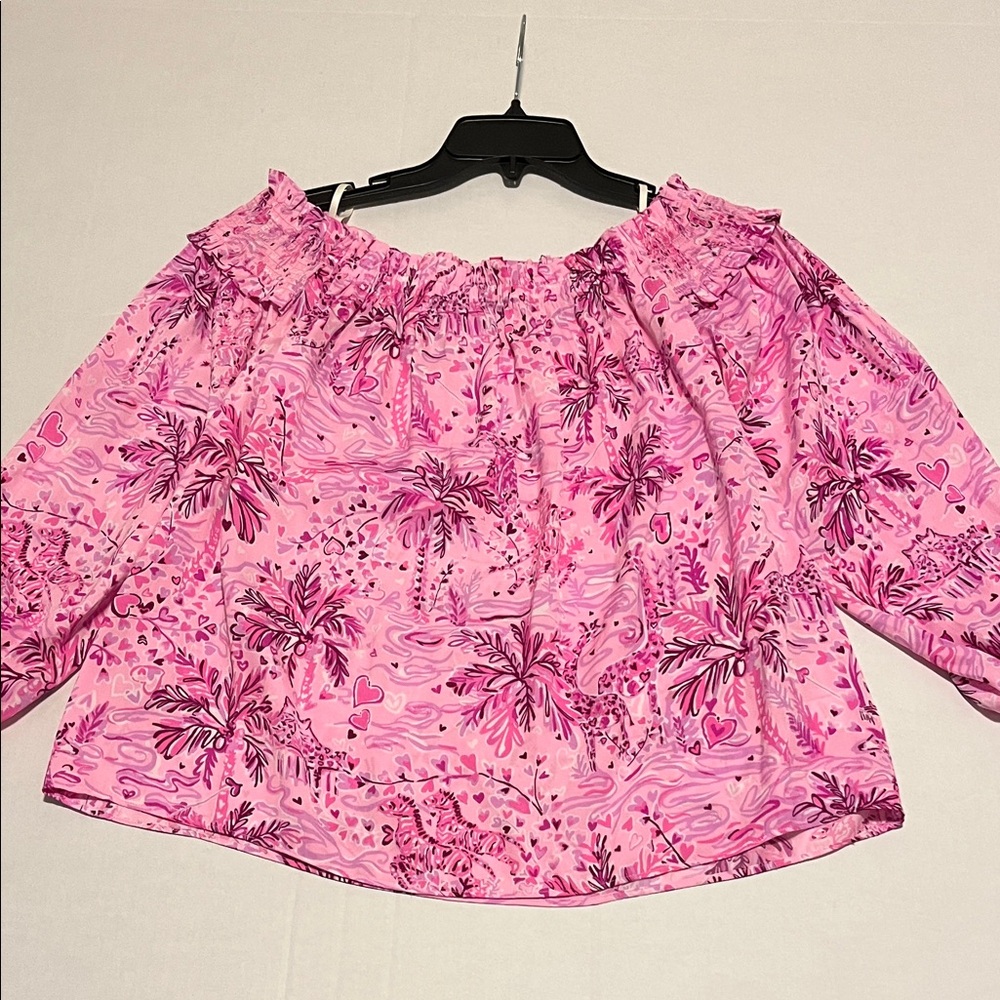 Lilly Pulitzer Pink and Purple Blanche Drop Shoulder Top Medium - Picture 10 of 10